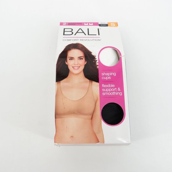 Bali Comfort Revolution Wireless Bras 2-Pack Shaping Cups White Black S NEW - Picture 1 of 4